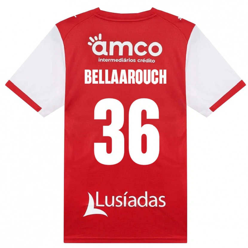 Danxen Mænd Alaa Bellaarouch #36 Hvid Rød Sort Hjemmebane Spillertrøjer 2026/27 Trøje T-Shirt