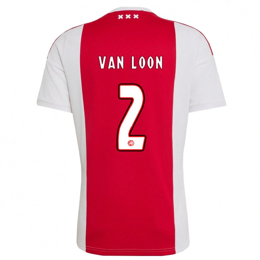 Danxen Mænd Gerain Van Loon #2 Rød Hvid Gul Hjemmebane Spillertrøjer 2026/27 Trøje T-Shirt