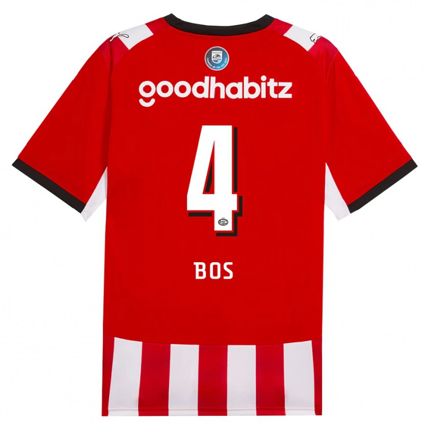 Danxen Mænd Floris Bos #4 Rød Hvid Sort Hjemmebane Spillertrøjer 2026/27 Trøje T-Shirt