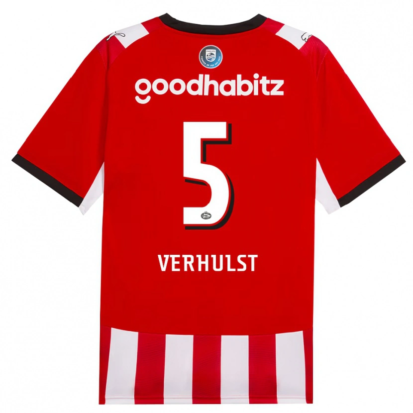 Danxen Mænd Gino Verhulst #5 Rød Hvid Sort Hjemmebane Spillertrøjer 2026/27 Trøje T-Shirt