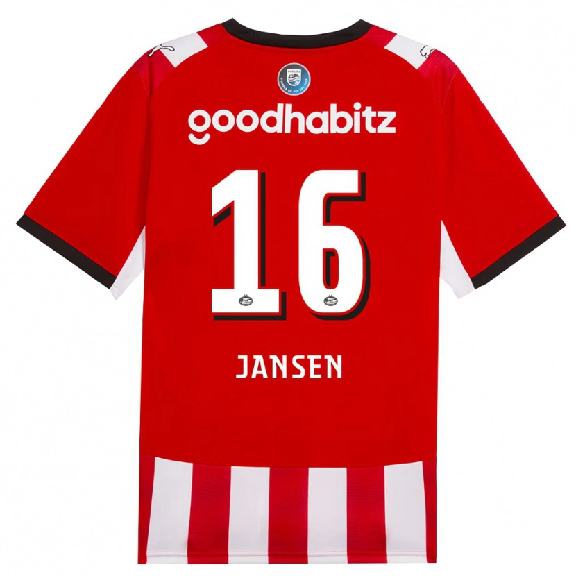 Danxen Mænd Sem Jansen #16 Rød Hvid Sort Hjemmebane Spillertrøjer 2026/27 Trøje T-Shirt