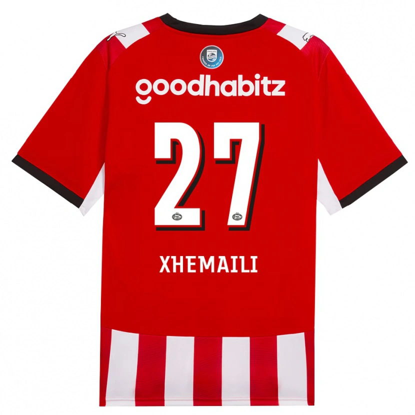 Danxen Mænd Riola Xhemaili #27 Rød Hvid Sort Hjemmebane Spillertrøjer 2026/27 Trøje T-Shirt