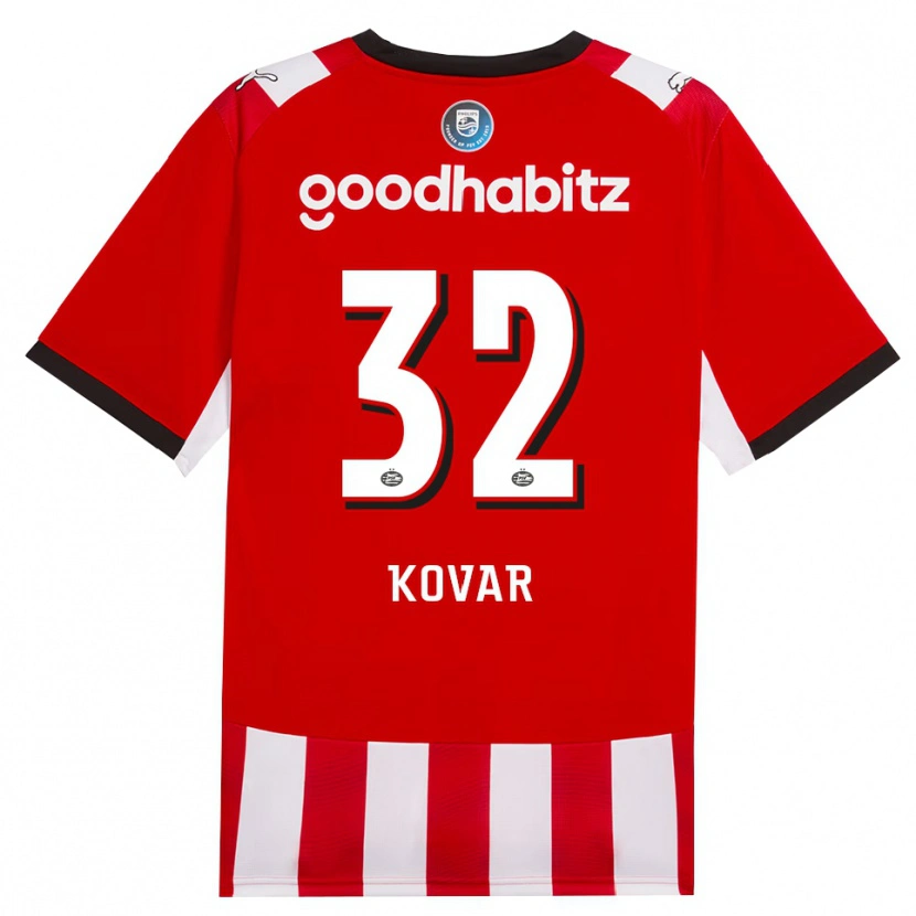 Danxen Mænd Matej Kovar #32 Rød Hvid Sort Hjemmebane Spillertrøjer 2026/27 Trøje T-Shirt