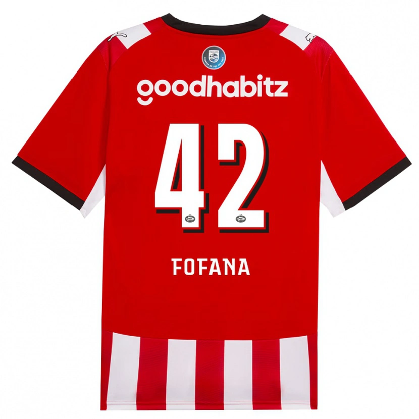 Danxen Mænd Fode Fofana #42 Rød Hvid Sort Hjemmebane Spillertrøjer 2026/27 Trøje T-Shirt