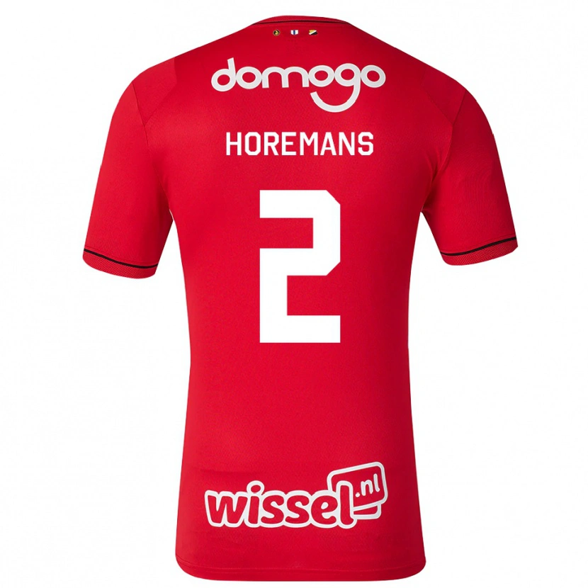 Danxen Mænd Siebe Horemans #2 Rød Hvid Sort Hjemmebane Spillertrøjer 2026/27 Trøje T-Shirt