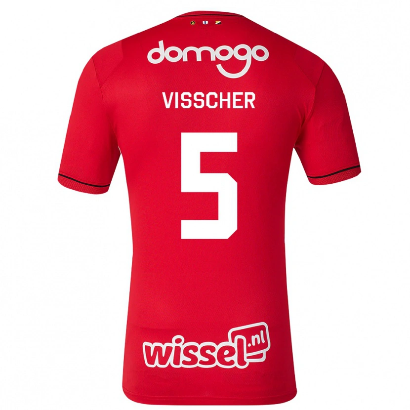 Danxen Mænd Amber Visscher #5 Rød Hvid Sort Hjemmebane Spillertrøjer 2026/27 Trøje T-Shirt