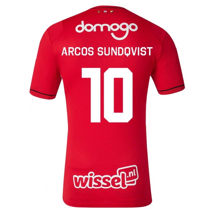 Danxen Mænd Gustav Arcos Sundqvist #10 Rød Hvid Sort Hjemmebane Spillertrøjer 2026/27 Trøje T-Shirt