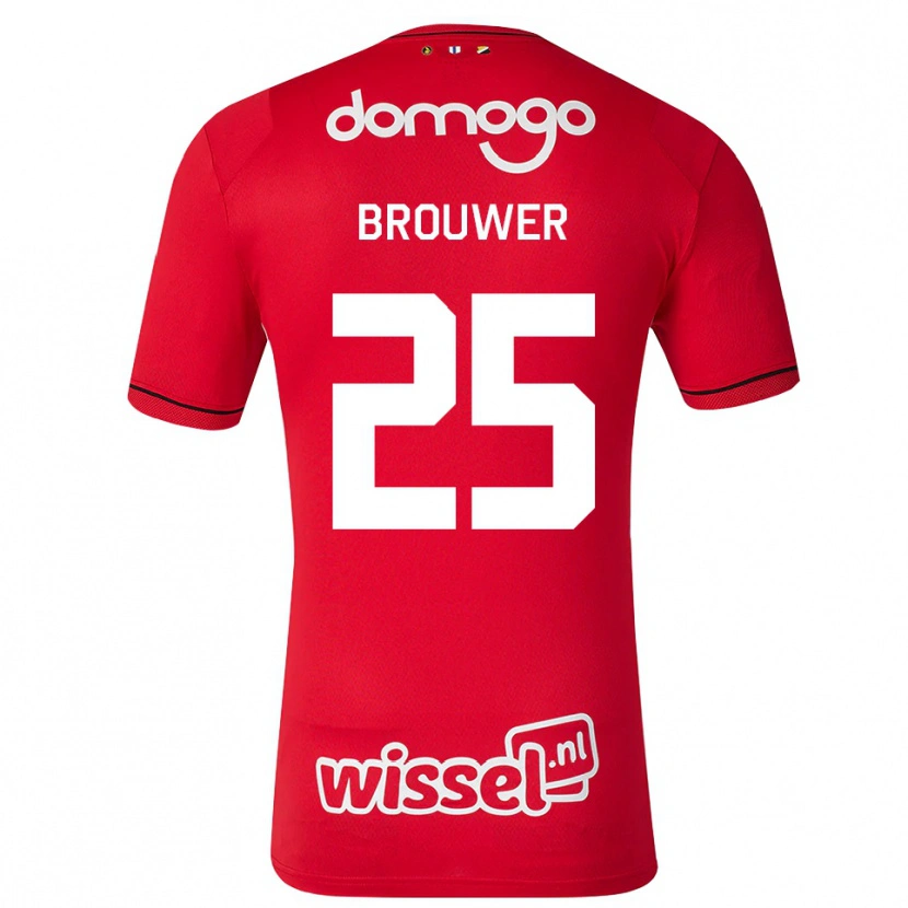 Danxen Mænd Michael Brouwer #25 Rød Hvid Sort Hjemmebane Spillertrøjer 2026/27 Trøje T-Shirt