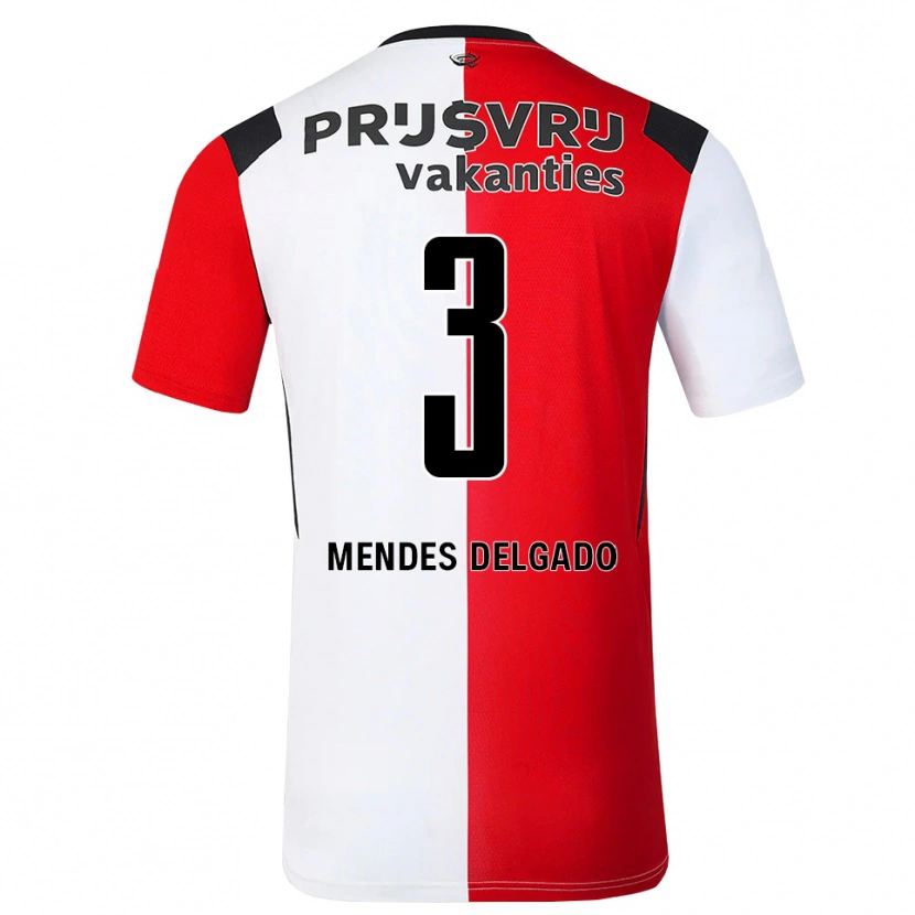 Danxen Mænd Nestly Mendes Delgado #3 Rød Hvid Sort Hjemmebane Spillertrøjer 2026/27 Trøje T-Shirt