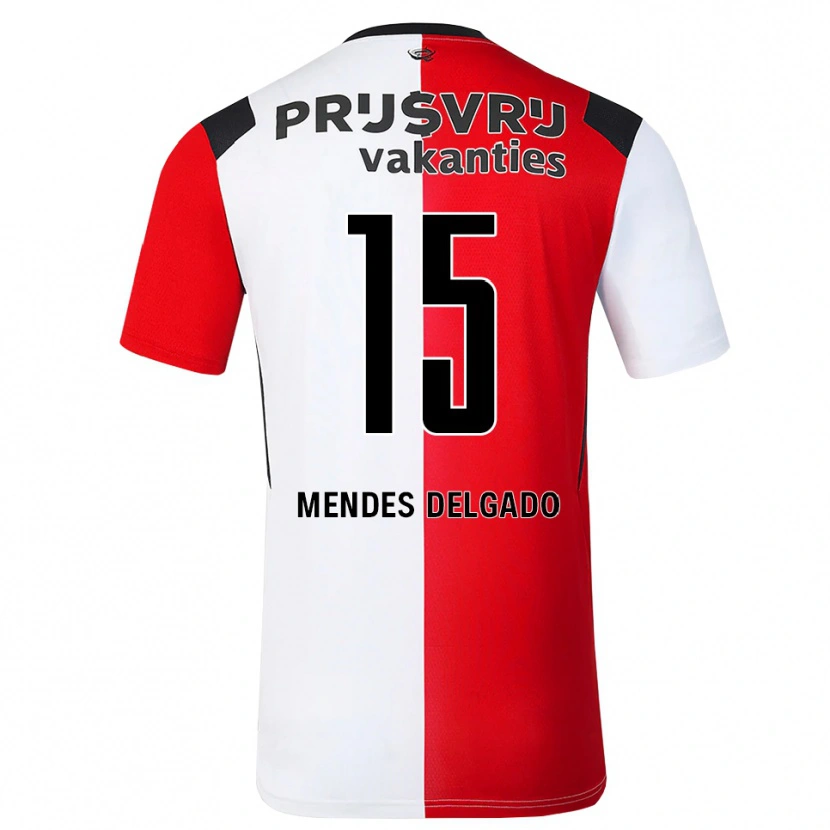 Danxen Mænd Jayden Mendes Delgado #15 Rød Hvid Sort Hjemmebane Spillertrøjer 2026/27 Trøje T-Shirt