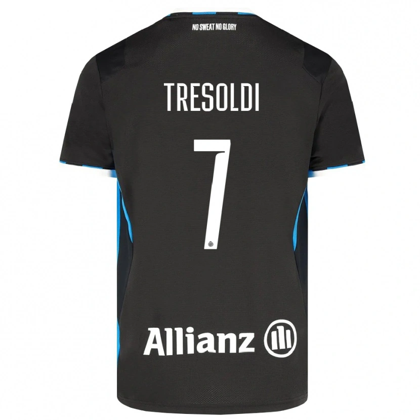 Danxen Mænd Nicolò Tresoldi #7 Sort Rød Blå Hjemmebane Spillertrøjer 2026/27 Trøje T-Shirt