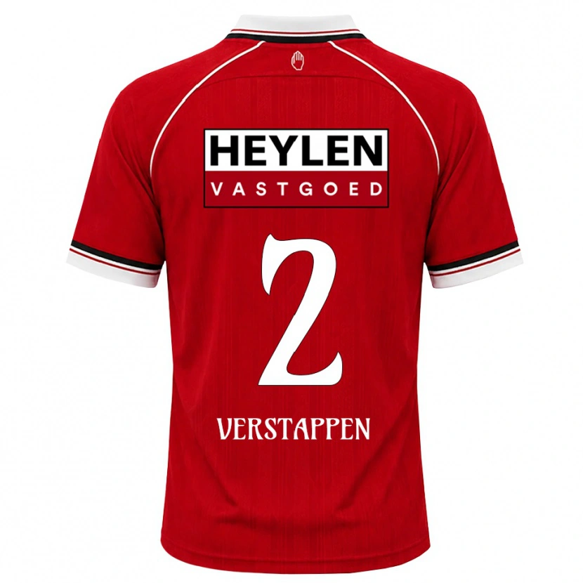 Danxen Mænd Jayden Verstappen #2 Rød Hvid Sort Hjemmebane Spillertrøjer 2026/27 Trøje T-Shirt