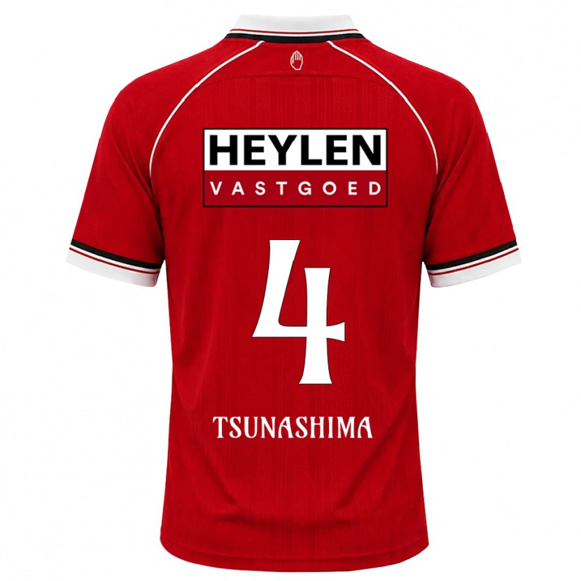Danxen Mænd Yuto Tsunashima #4 Rød Hvid Sort Hjemmebane Spillertrøjer 2026/27 Trøje T-Shirt
