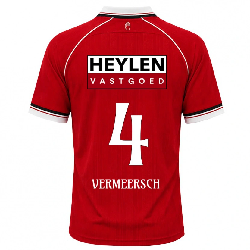 Danxen Mænd Ryan Vermeersch #4 Rød Hvid Sort Hjemmebane Spillertrøjer 2026/27 Trøje T-Shirt