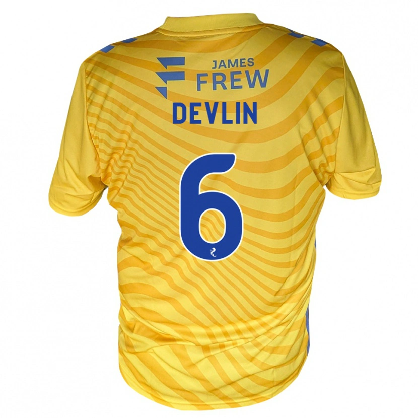Danxen Mænd Daniel Devlin #6 Kongeblå Gul Udebane Spillertrøjer 2026/27 Trøje T-Shirt