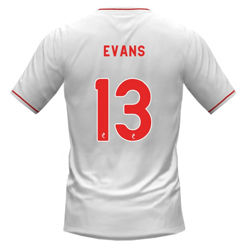 Danxen Mænd Lauren Evans #13 Hvid Rød Udebane Spillertrøjer 2026/27 Trøje T-Shirt