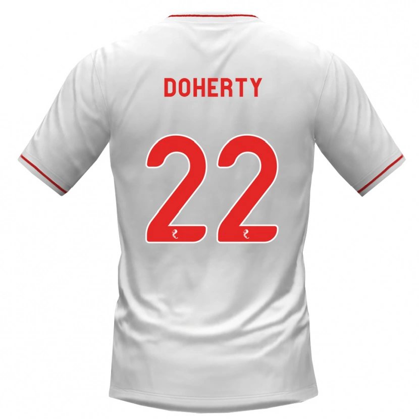 Danxen Mænd Jordan Doherty #22 Hvid Rød Udebane Spillertrøjer 2026/27 Trøje T-Shirt
