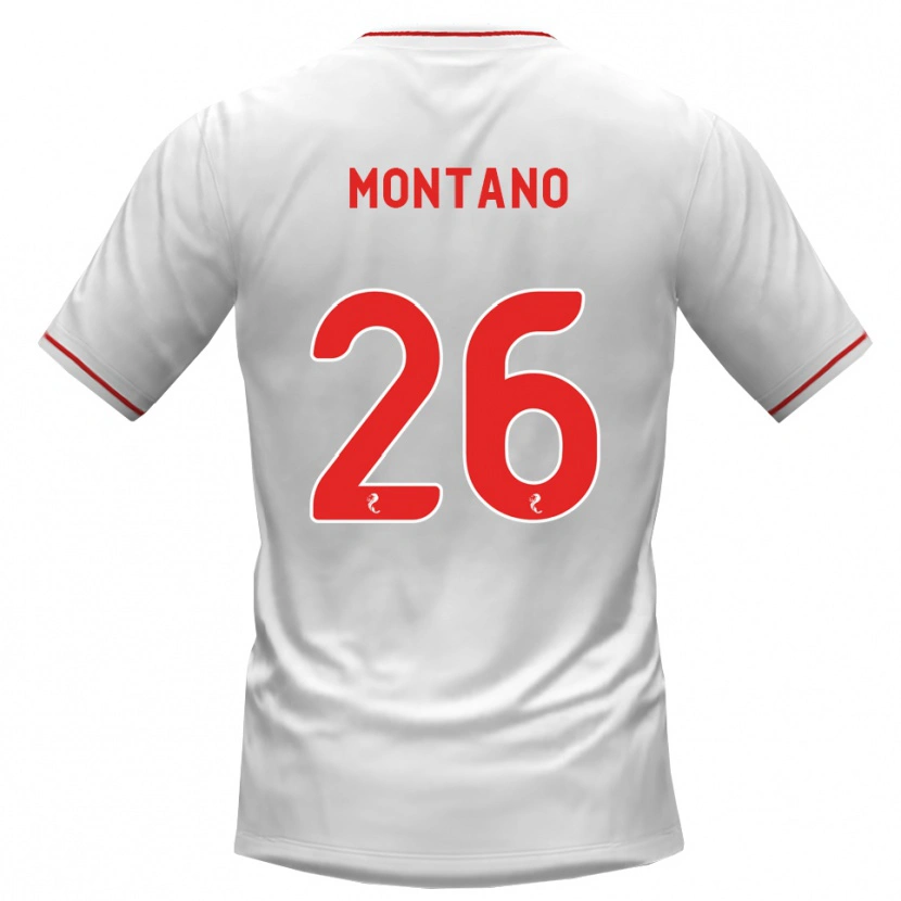 Danxen Mænd Cristian Montano #26 Hvid Rød Udebane Spillertrøjer 2026/27 Trøje T-Shirt