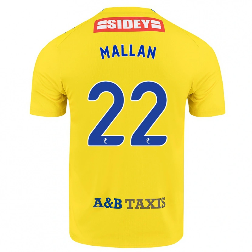 Danxen Mænd Stevie Mallan #22 Gul Blå Sort Udebane Spillertrøjer 2026/27 Trøje T-Shirt
