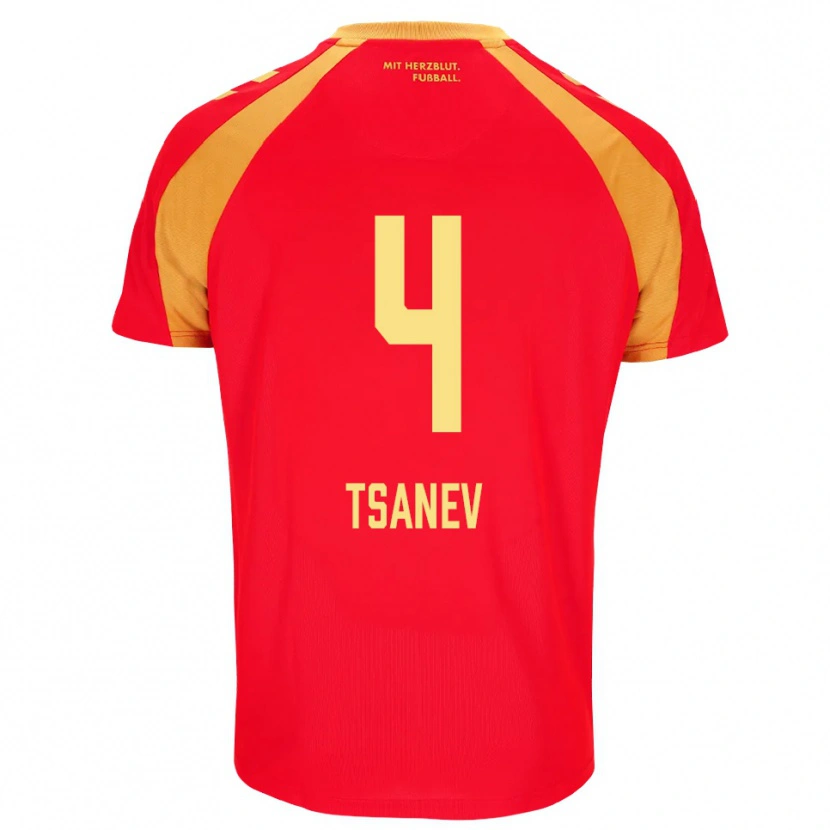 Danxen Mænd Simeon Tsanev #4 Rød Orange Sort Udebane Spillertrøjer 2026/27 Trøje T-Shirt