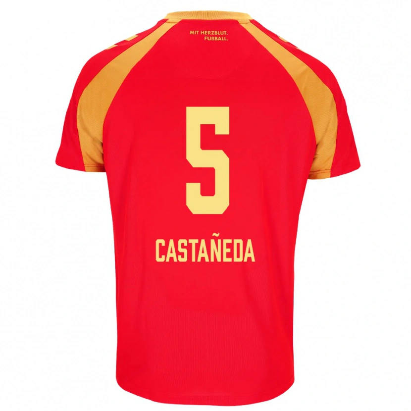 Danxen Mænd Santiago Castañeda #5 Rød Orange Sort Udebane Spillertrøjer 2026/27 Trøje T-Shirt