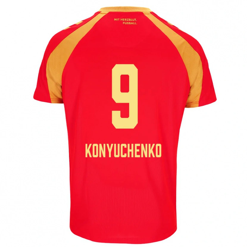 Danxen Mænd Yehor Konyuchenko #9 Rød Orange Sort Udebane Spillertrøjer 2026/27 Trøje T-Shirt