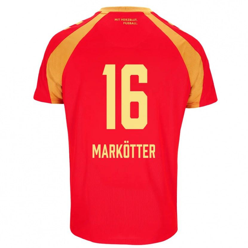 Danxen Mænd Jonah Markötter #16 Rød Orange Sort Udebane Spillertrøjer 2026/27 Trøje T-Shirt