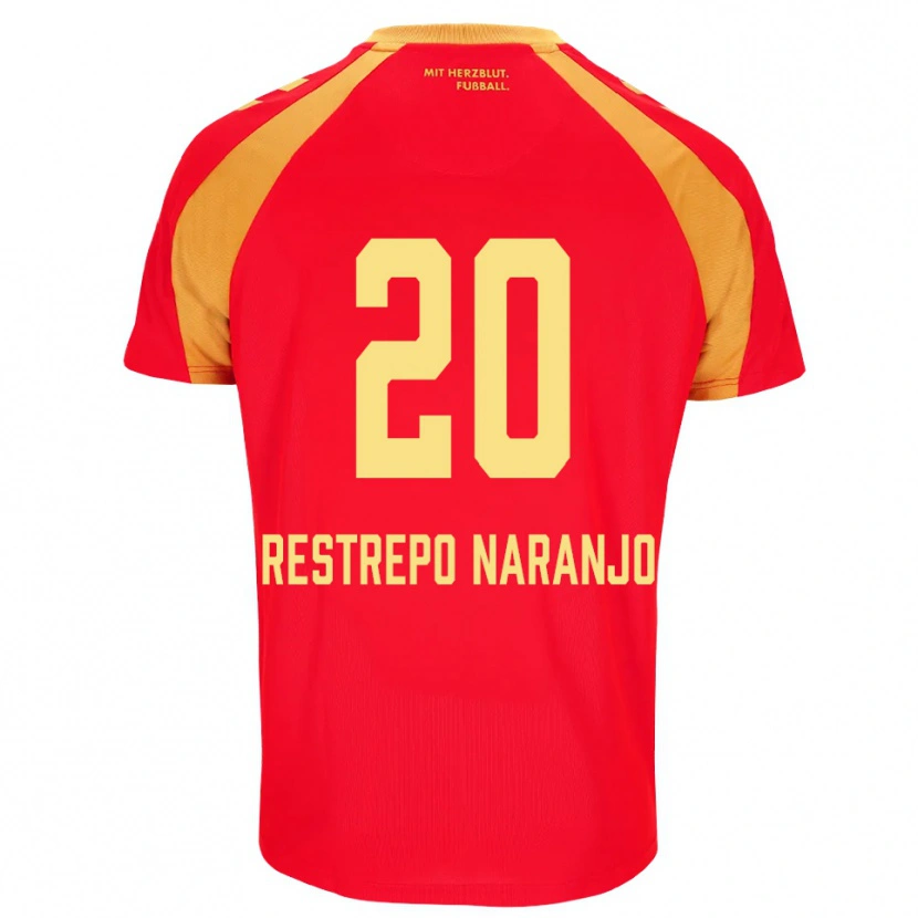 Danxen Mænd Pedro Restrepo Naranjo #20 Rød Orange Sort Udebane Spillertrøjer 2026/27 Trøje T-Shirt