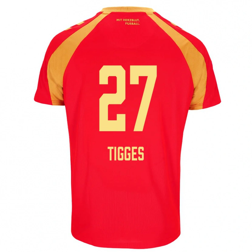 Danxen Mænd Steffen Tigges #27 Rød Orange Sort Udebane Spillertrøjer 2026/27 Trøje T-Shirt