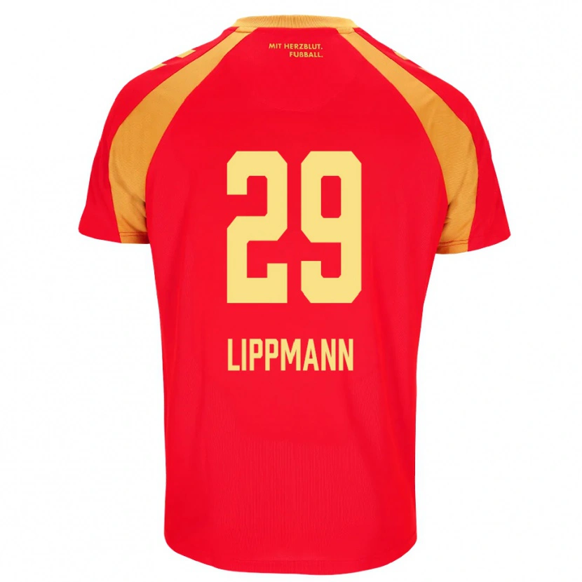 Danxen Mænd Clemens Lippmann #29 Rød Orange Sort Udebane Spillertrøjer 2026/27 Trøje T-Shirt