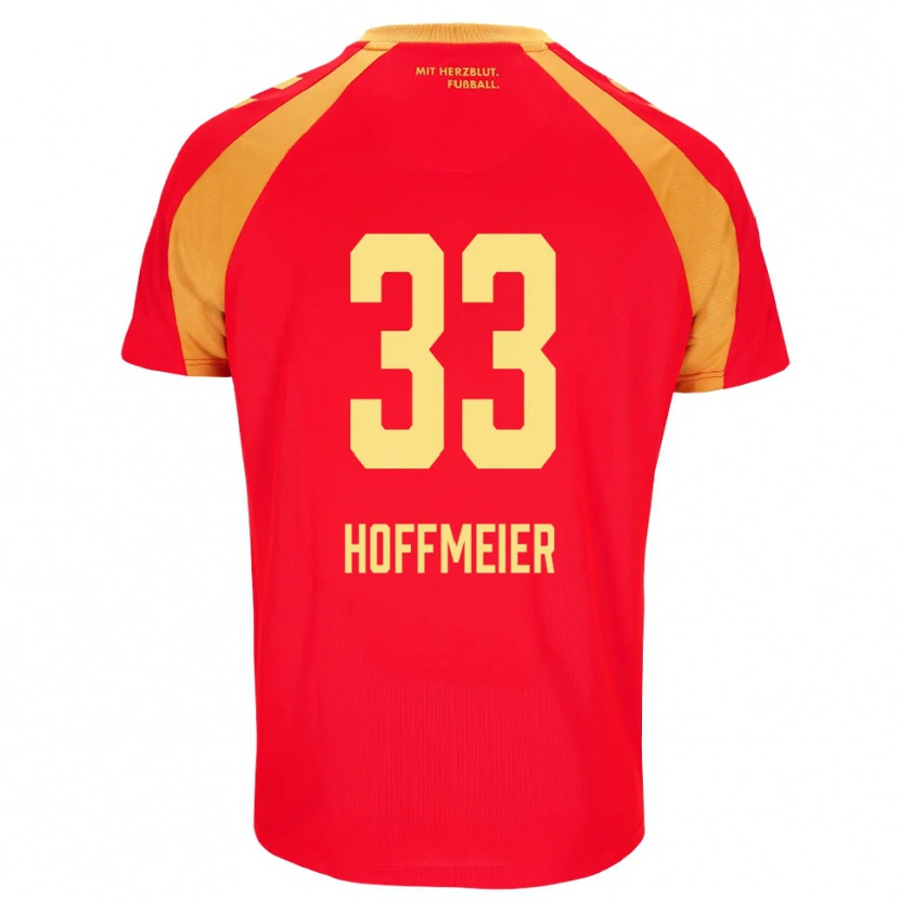 Danxen Mænd Marcel Hoffmeier #33 Rød Orange Sort Udebane Spillertrøjer 2026/27 Trøje T-Shirt