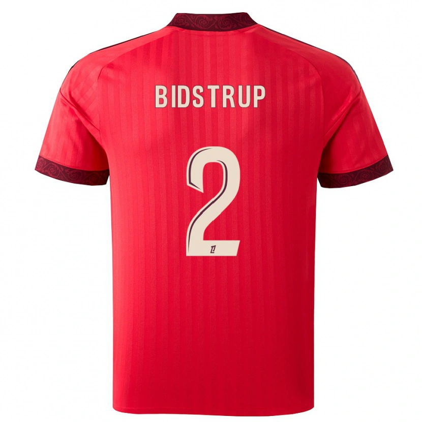 Danxen Mænd Mads Bidstrup #2 Burgunderrød Rød Hvid Udebane Spillertrøjer 2026/27 Trøje T-Shirt