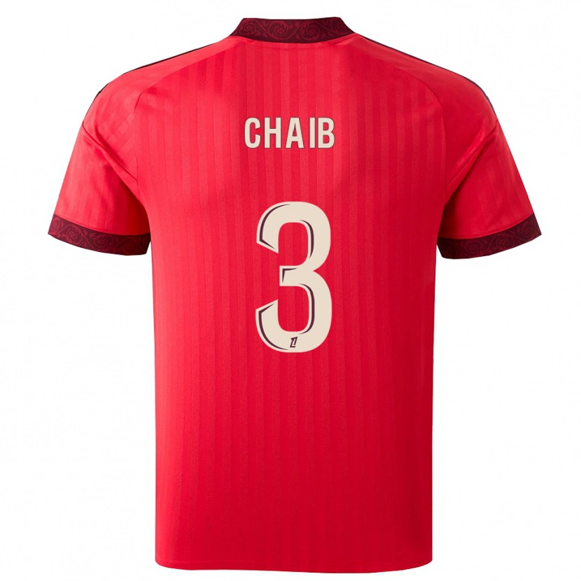 Danxen Mænd Yacine Chaib #3 Burgunderrød Rød Hvid Udebane Spillertrøjer 2026/27 Trøje T-Shirt