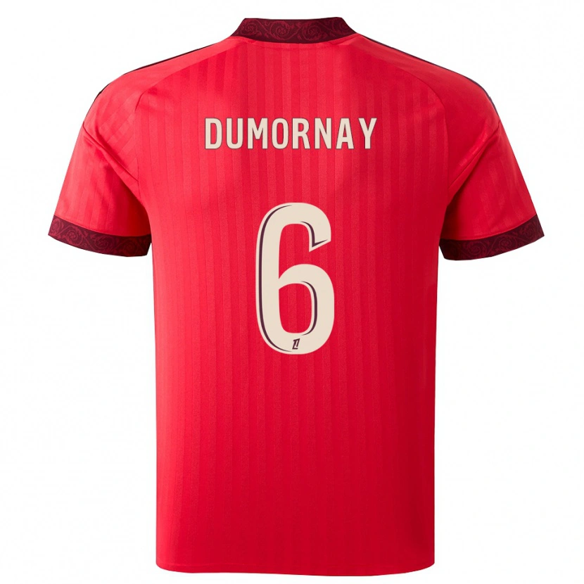 Danxen Mænd Melchie Dumornay #6 Burgunderrød Rød Hvid Udebane Spillertrøjer 2026/27 Trøje T-Shirt