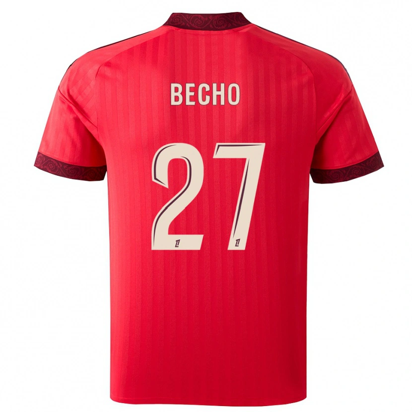 Danxen Mænd Vicki Bècho #27 Burgunderrød Rød Hvid Udebane Spillertrøjer 2026/27 Trøje T-Shirt