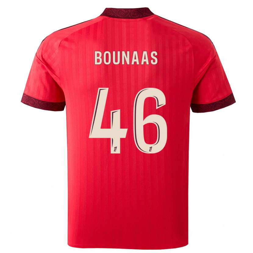 Danxen Mænd Idris Bounaas #46 Burgunderrød Rød Hvid Udebane Spillertrøjer 2026/27 Trøje T-Shirt