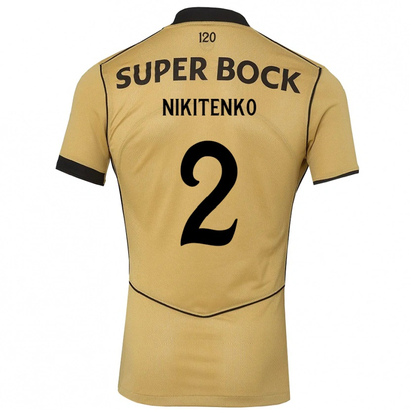 Danxen Mænd Konstantin Nikitenko #2 Gyldengul Sort Udebane Spillertrøjer 2026/27 Trøje T-Shirt