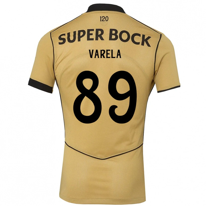 Danxen Mænd Leonardo Varela #89 Gyldengul Sort Udebane Spillertrøjer 2026/27 Trøje T-Shirt