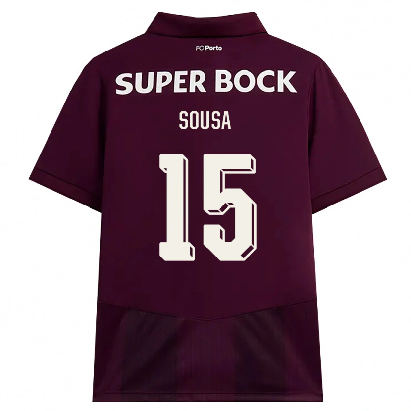 Danxen Mænd Vasco Sousa #15 Vinrød Hvid Udebane Spillertrøjer 2026/27 Trøje T-Shirt