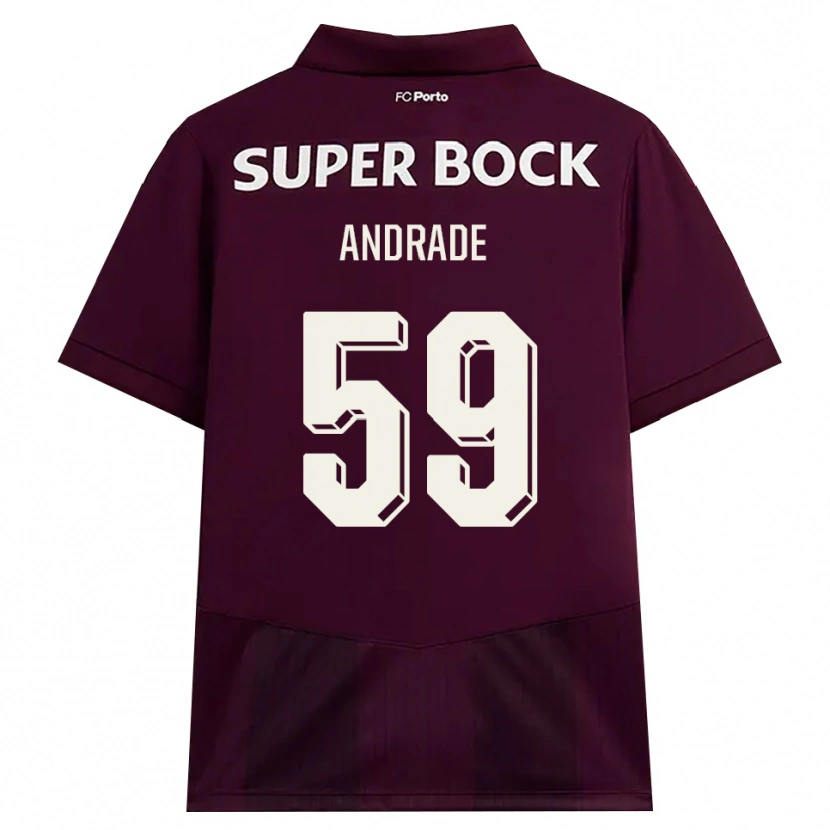 Danxen Mænd Tiago Andrade #59 Vinrød Hvid Udebane Spillertrøjer 2026/27 Trøje T-Shirt