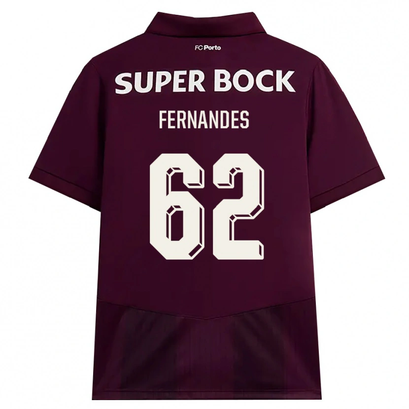 Danxen Mænd Rodrigo Fernandes #62 Vinrød Hvid Udebane Spillertrøjer 2026/27 Trøje T-Shirt