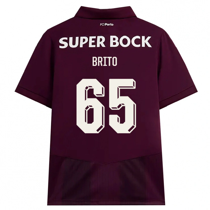 Danxen Mænd João Brito #65 Vinrød Hvid Udebane Spillertrøjer 2026/27 Trøje T-Shirt