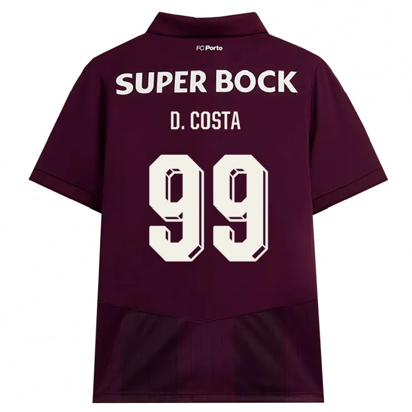 Danxen Mænd Diogo Costa #99 Vinrød Hvid Udebane Spillertrøjer 2026/27 Trøje T-Shirt