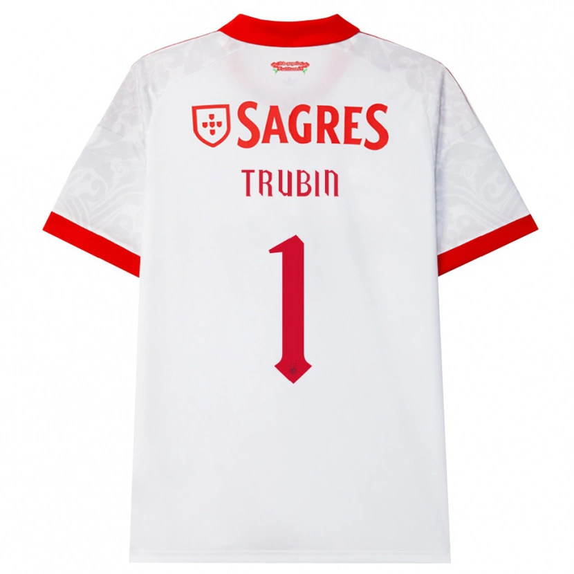 Danxen Mænd Anatoliy Trubin #1 Hvid Rød Gul Udebane Spillertrøjer 2026/27 Trøje T-Shirt