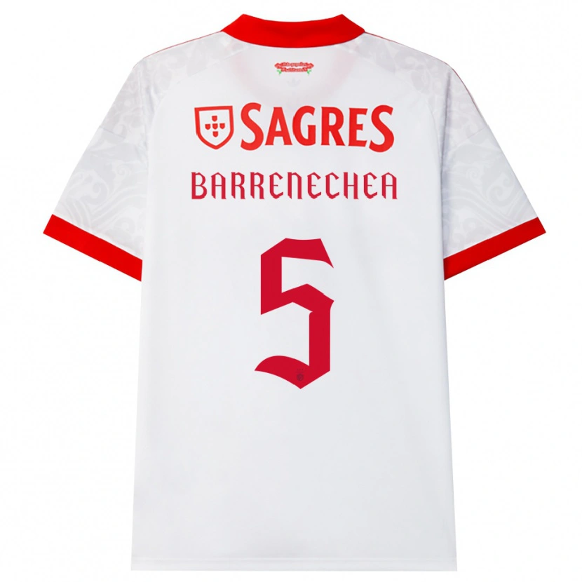Danxen Mænd Enzo Barrenechea #5 Hvid Rød Gul Udebane Spillertrøjer 2026/27 Trøje T-Shirt