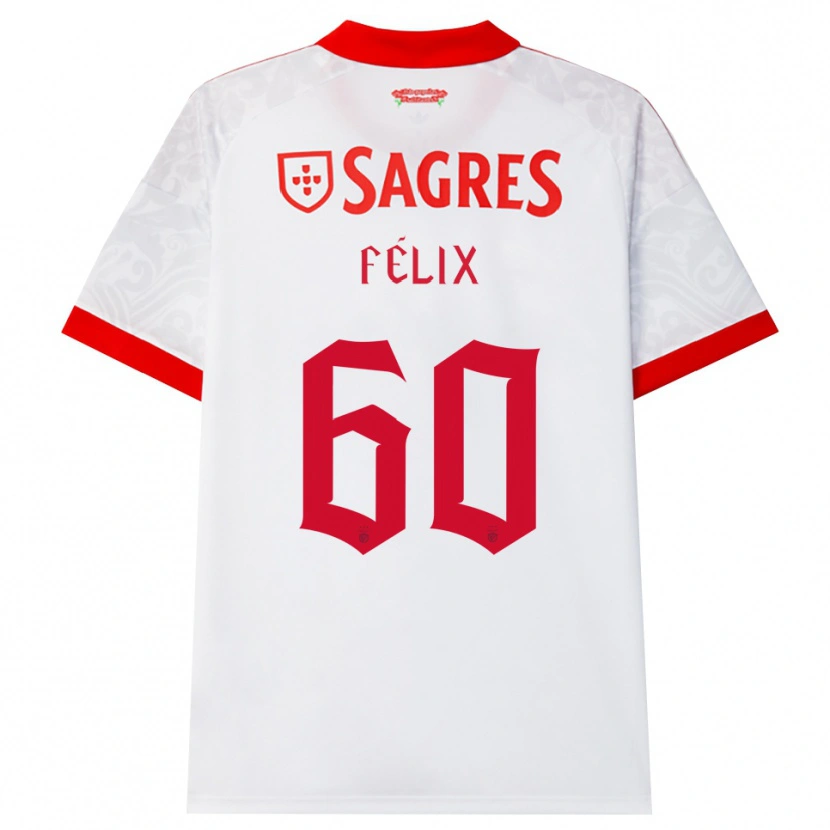 Danxen Mænd Nuno Félix #60 Hvid Rød Gul Udebane Spillertrøjer 2026/27 Trøje T-Shirt