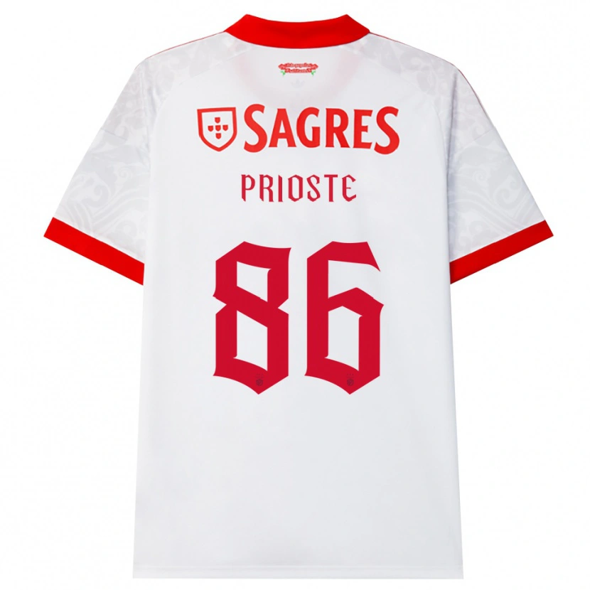 Danxen Mænd Diogo Prioste #86 Hvid Rød Gul Udebane Spillertrøjer 2026/27 Trøje T-Shirt