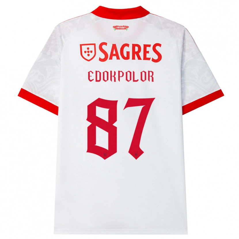 Danxen Mænd Peter Edokpolor #87 Hvid Rød Gul Udebane Spillertrøjer 2026/27 Trøje T-Shirt