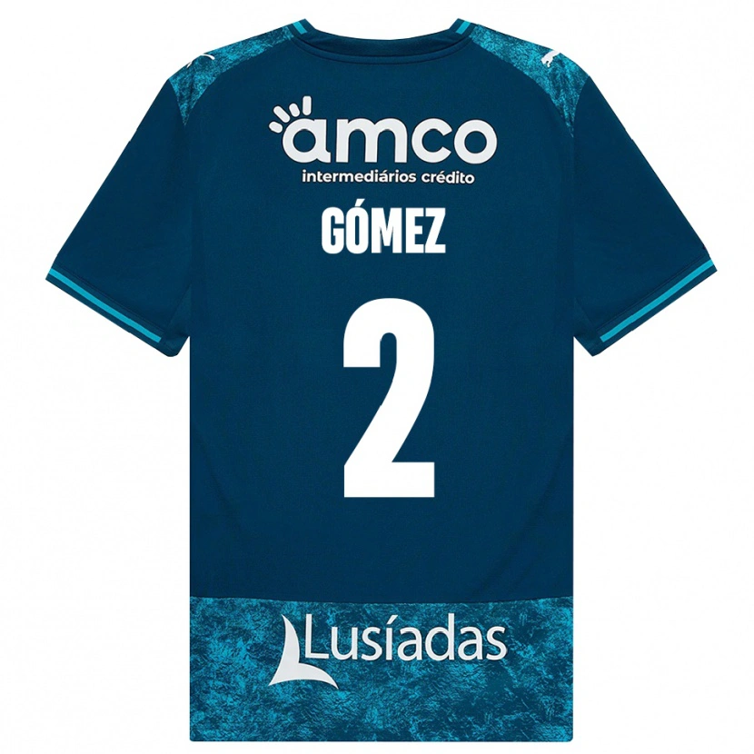 Danxen Mænd Víctor Gómez #2 Mørkskifergrå Mellemturkis Udebane Spillertrøjer 2026/27 Trøje T-Shirt