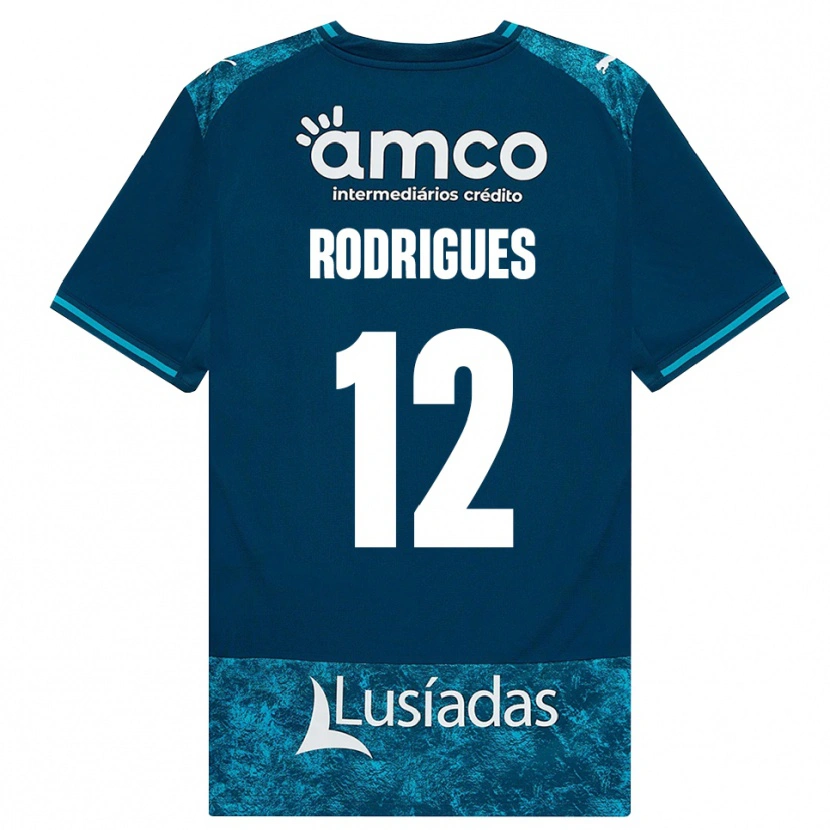 Danxen Mænd David Rodrigues #12 Mørkskifergrå Mellemturkis Udebane Spillertrøjer 2026/27 Trøje T-Shirt